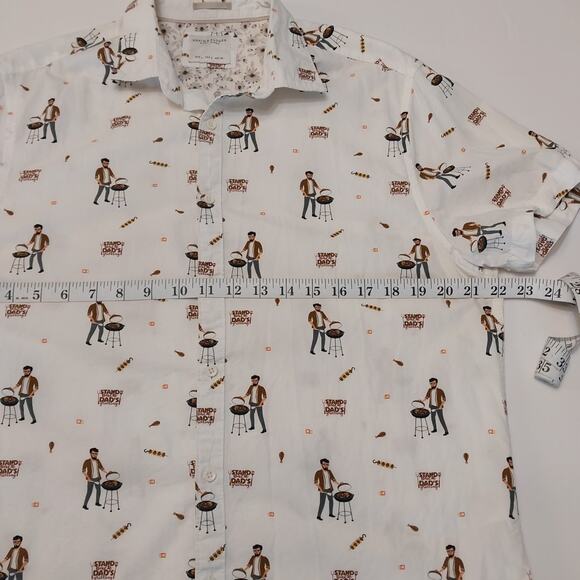 Denim‎ & Flower Men's Shirt Large BBQ Grill Dad Short Sleeve Button-Up Novelty - Picture 7 of 9